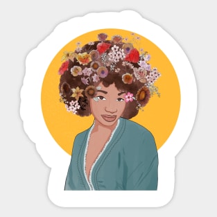 Afro Girl with Flowers in Her Hair Sticker